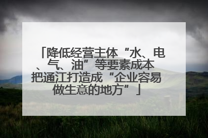 降低经营主体“水、电、气、油”等要素成本 把通江打造成“企业容易做生意的地方”
